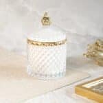 White & Gold Crystal Jar Scented Candle with Lid