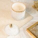 White & Gold Crystal Jar Scented Candle with Lid - Image 2