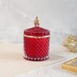 Red & Gold Crystal Jar Scented Candle with Lid