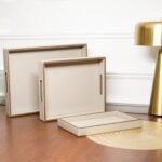 Beige Faux Leather Serving Tray, Small - Image 2