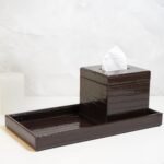 Bathroom Set With Tissue Holder, Dark Brown