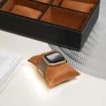 Black & Tan Contrast 4 Compartment Watch Box With Glass Top - Image 4