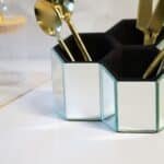 Hexagon 3 Part Multi-Purpose Organiser in Mirror Glass Finish, Silver - Image 2