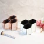 Hexagon 3 Part Multi-Purpose Organiser in Mirror Glass Finish, Silver - Image 7