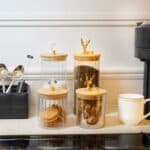 Fluted Small Glass Jar with Reindeer Airtight Lid, Tinted Gold - Image 6