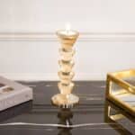 Dual Side Crystal Tapered Candle Holder, Tinted Gold - Image 2