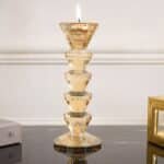 Dual Side Crystal Tapered Candle Holder, Tinted Gold - Image 5