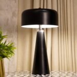 Tapered Table Lamp with Shade, Matte Black