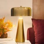 Tapered Table Lamp with Shade, Gold - Image 4