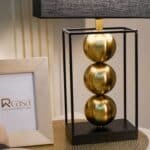 Stacked Spheres Table Lamp with Shade, Gold - Image 3