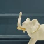 Elephant Figurine with Gold Accents, White - Image 3