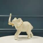 Elephant Figurine with Gold Accents, White - Image 2