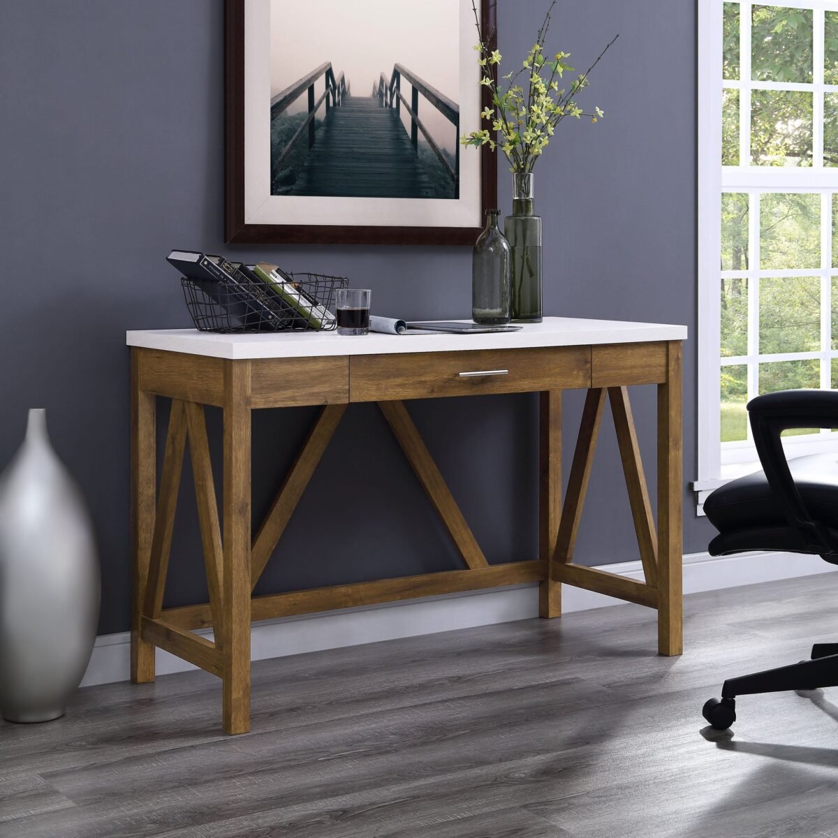 A-Frame Rustic Desk Console Table - Image 1