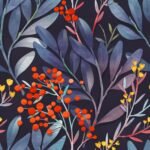 Dark Blue Floral Wallpaper - Image 2