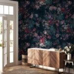 Dark Background Pink Flower Wallpaper - Moody Wallpaper