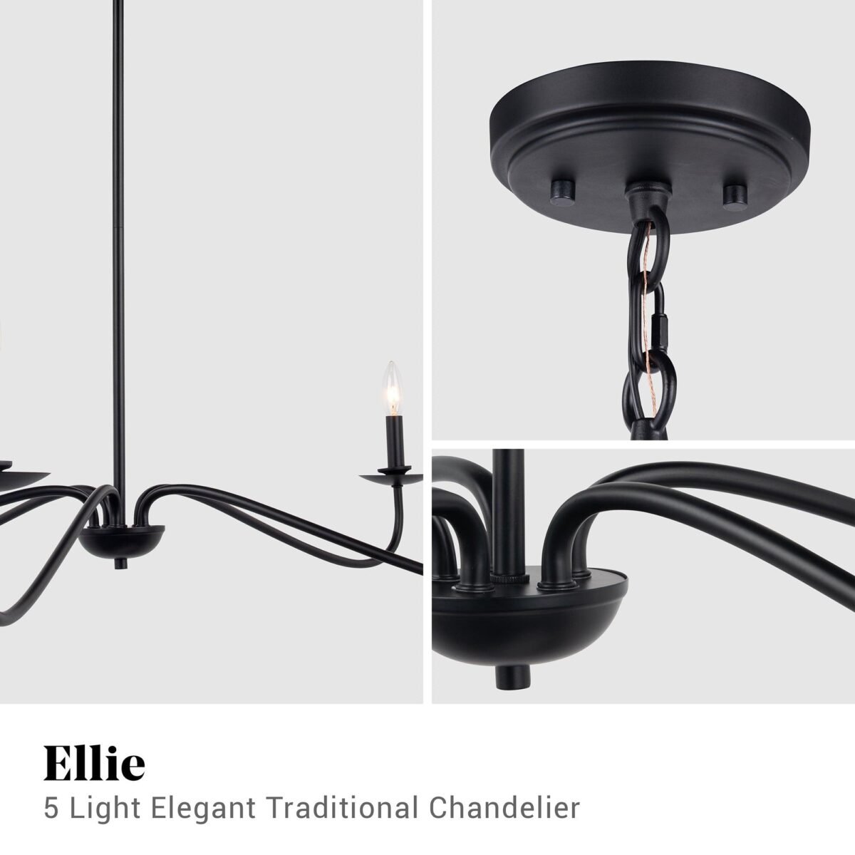 Ellie 5-Light Elegant Industrial Dimmable Chandelier - Image 5