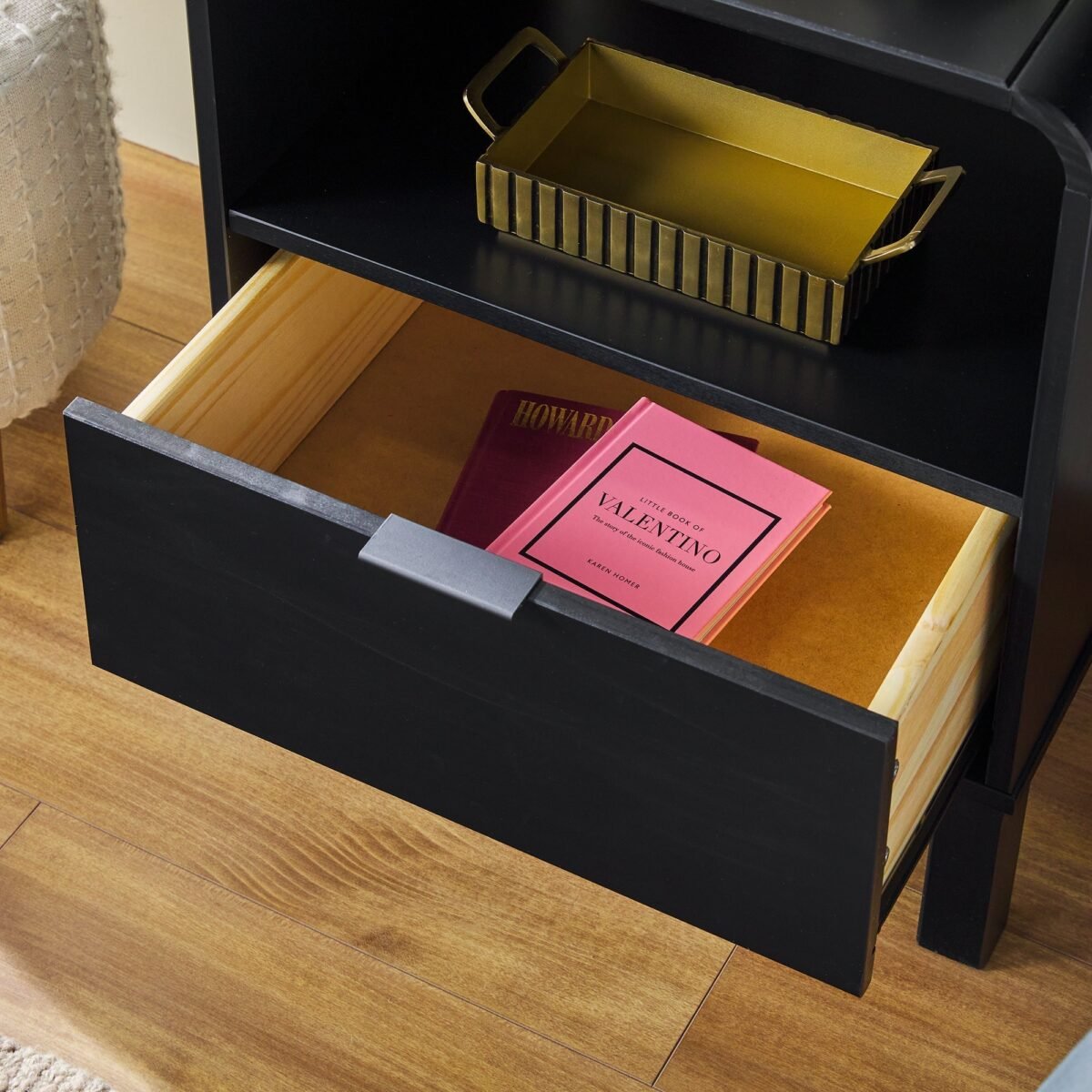 Elias Modern Curved-Frame Solid Wood Nightstand - Image 16