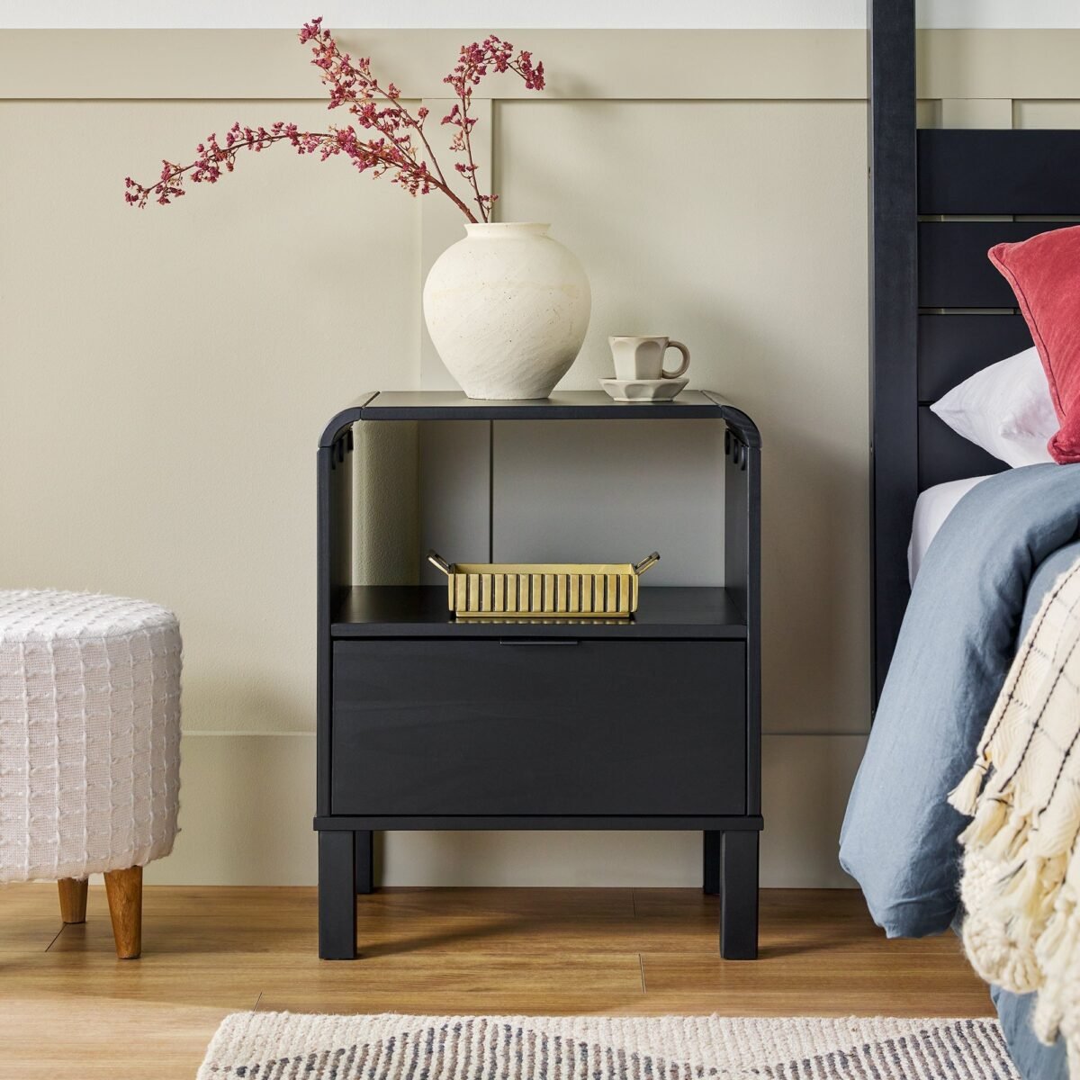 Elias Modern Curved-Frame Solid Wood Nightstand - Image 12