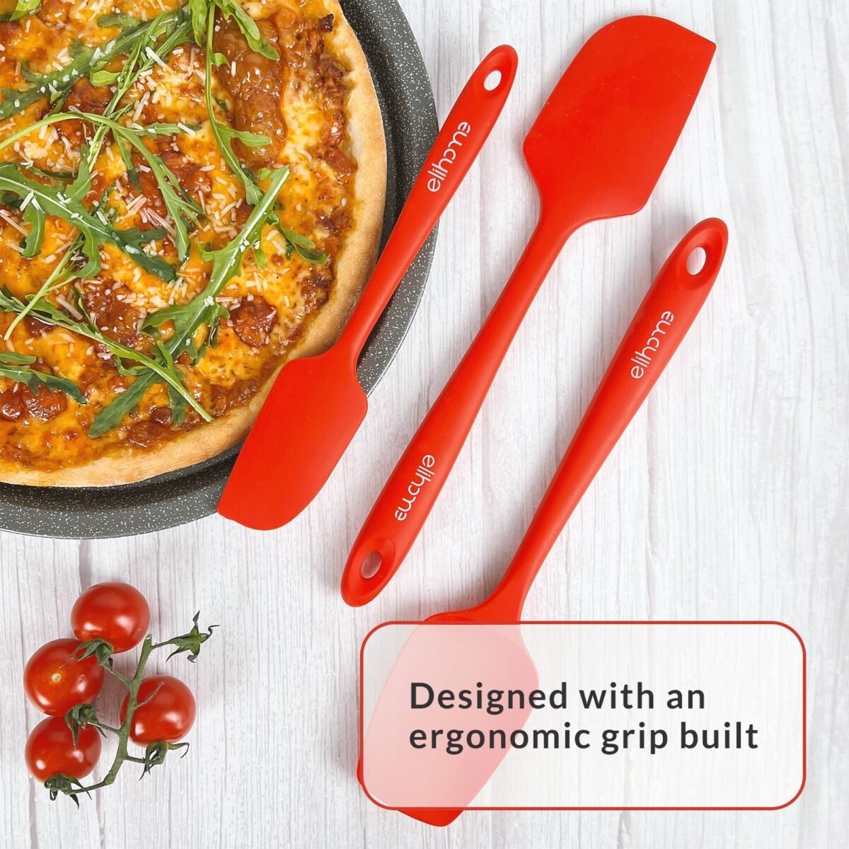 3 Piece Silicone Spatula Set - Red - Image 7