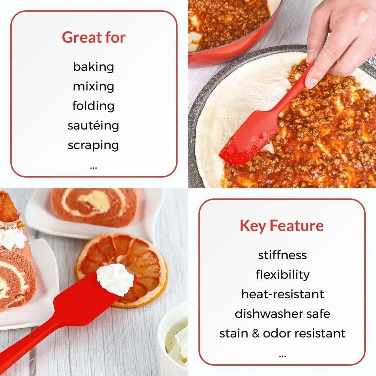 3 Piece Silicone Spatula Set - Red - Image 10