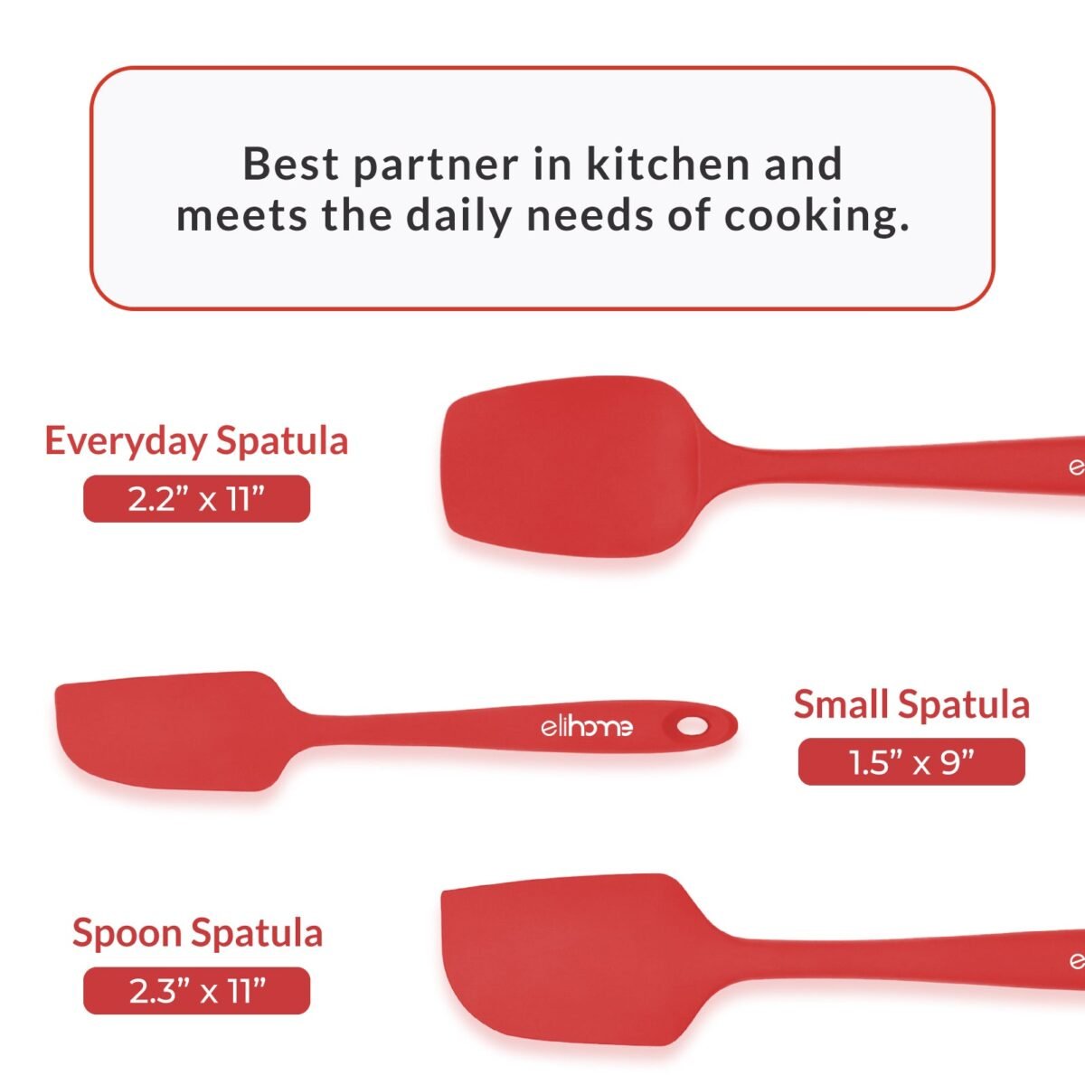 3 Piece Silicone Spatula Set - Red - Image 4