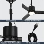 42 Inch Rhine Indoor/Wet Outdoor IP65 Black Anywhere Waterproof Ceiling Fan with LED Light and Convenient Hanging Hook - Image 9