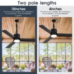 42 Inch Rhine Indoor/Wet Outdoor IP65 Black Anywhere Waterproof Ceiling Fan with LED Light and Convenient Hanging Hook - Image 5