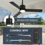 42 Inch Rhine Indoor/Wet Outdoor IP65 Black Anywhere Waterproof Ceiling Fan with LED Light and Convenient Hanging Hook - Image 6