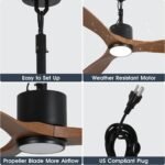 42 Inch Patio Guard IP65 Outdoor DC Motor Black Modern Hanging Buckle Downrod Ceiling Fan with Light - Image 5