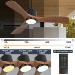 42 Inch Patio Guard IP65 Outdoor DC Motor Black Modern Hanging Buckle Downrod Ceiling Fan with Light - Image 9