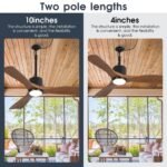 42 Inch Patio Guard IP65 Outdoor DC Motor Black Modern Hanging Buckle Downrod Ceiling Fan with Light - Image 6