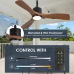 42 Inch Patio Guard IP65 Outdoor DC Motor Black Modern Hanging Buckle Downrod Ceiling Fan with Light - Image 7