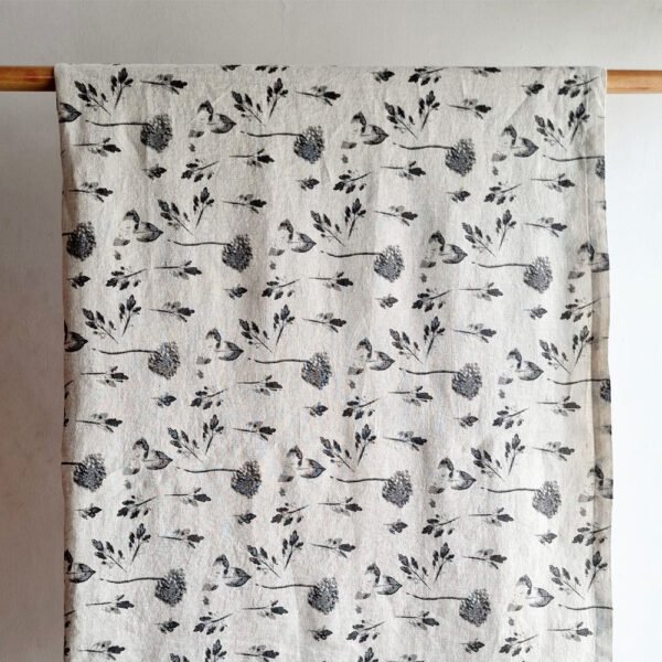 Luxurious 100% Linen Gray Hydrangea Tablecloth - Handcrafted Elegance, 70" x 108"