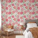 Watercolor Pink Summer Flowers Wallpaper - Image 3