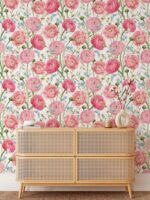 Watercolor Pink Summer Flowers Wallpaper - Image 4