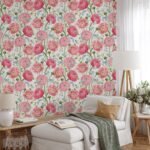 Watercolor Pink Summer Flowers Wallpaper - Image 5