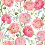 Watercolor Pink Summer Flowers Wallpaper - Image 2