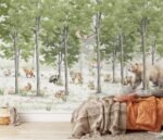Woodland Animals Forest Wallpaper Mural - Peel and Stick Nursery Wall Decor - Image 6