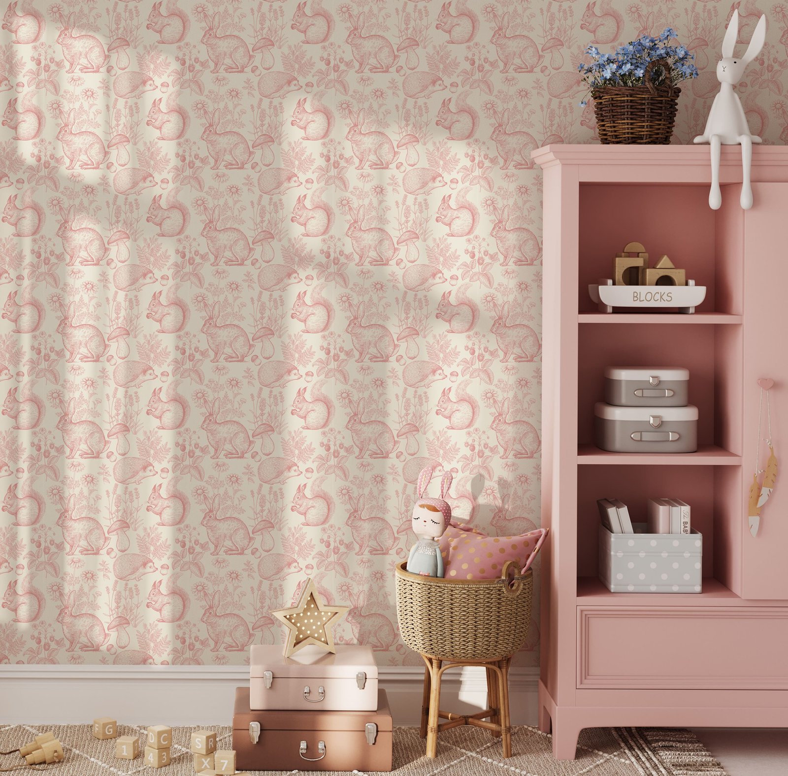 Vintage Forest Animal Wallpaper - Hedgehogs, Squirrels and Rabbits - Image 2