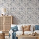 Elegant Light Blue Floral Wallpaper - Image 3