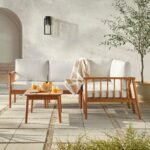 Circa Modern 6-Piece Spindle Solid Wood Outdoor Sectional and Coffee Table - Image 9
