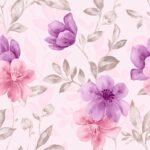 Watercolor aquarelle pink and purple floral pattern Peel and Stick Wallpaper Mural - Image 2