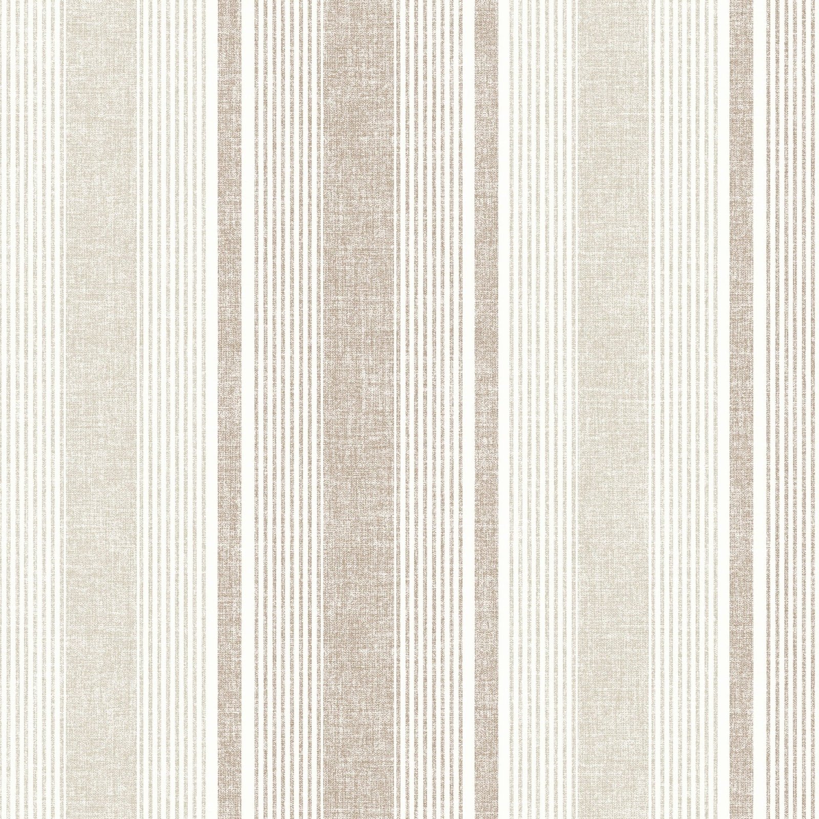 Ojai Stripe Wallpaper - Neutral Linen Texture Striped Wall Covering - Image 2