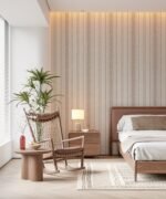 Ojai Stripe Wallpaper - Neutral Linen Texture Striped Wall Covering - Image 5