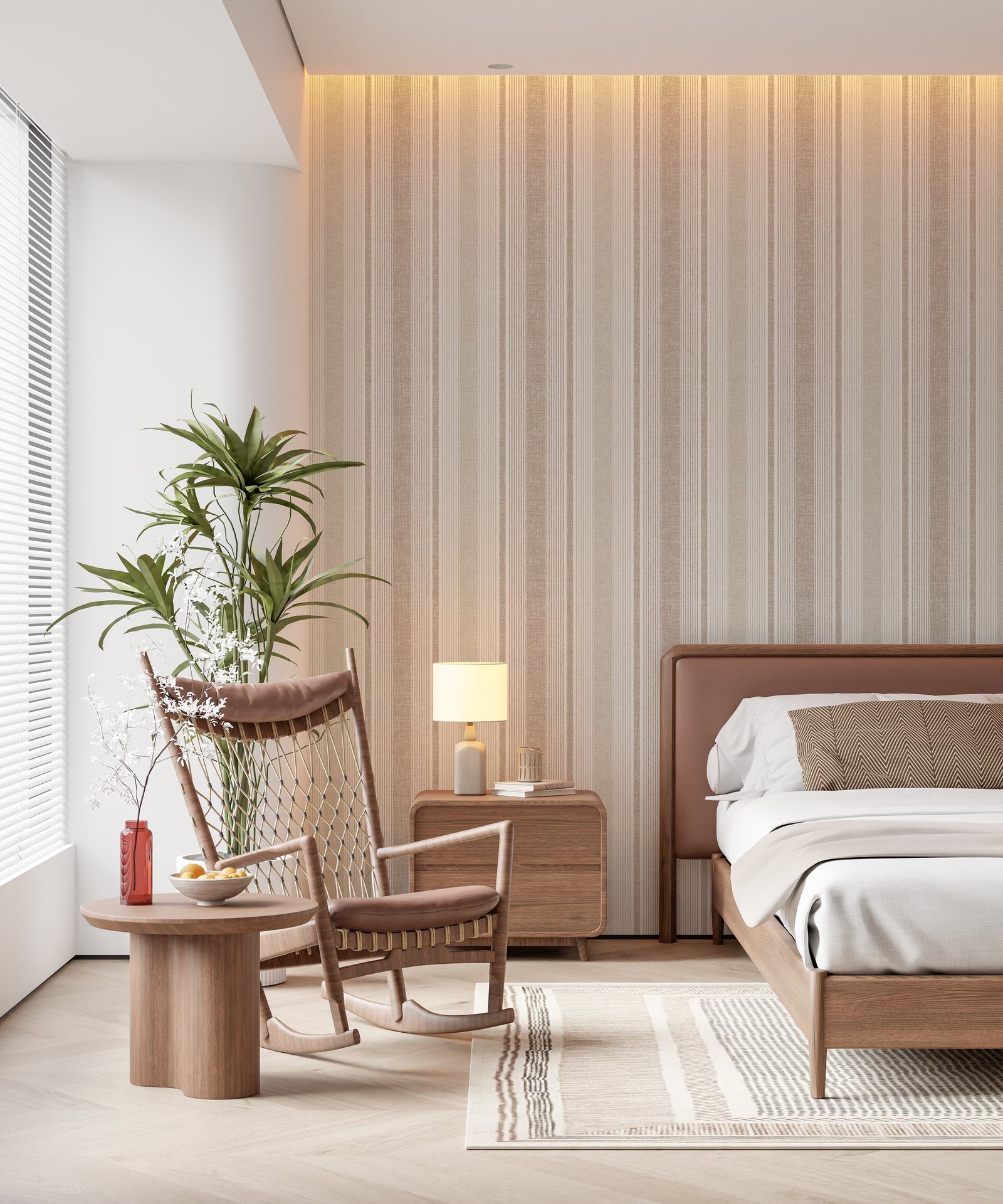 Ojai Stripe Wallpaper - Neutral Linen Texture Striped Wall Covering - Image 5