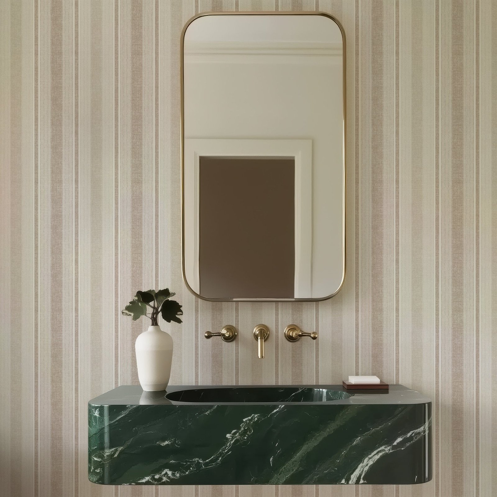 Ojai Stripe Wallpaper - Neutral Linen Texture Striped Wall Covering - Image 1