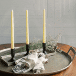 Set of 4 Handcrafted Linen Eggplant Napkins with Grey Rose Accents – Elegant Table Decor - Image 3