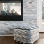 Handwoven Square Stripe Loop Ottoman Pouf - Artisanal Charm & Eco-Friendly Design - Image 2