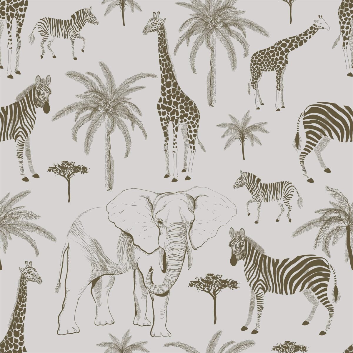 Safari Chic Animal Print Wallpaper - Elegant African Wildlife Illustrations - Image 2