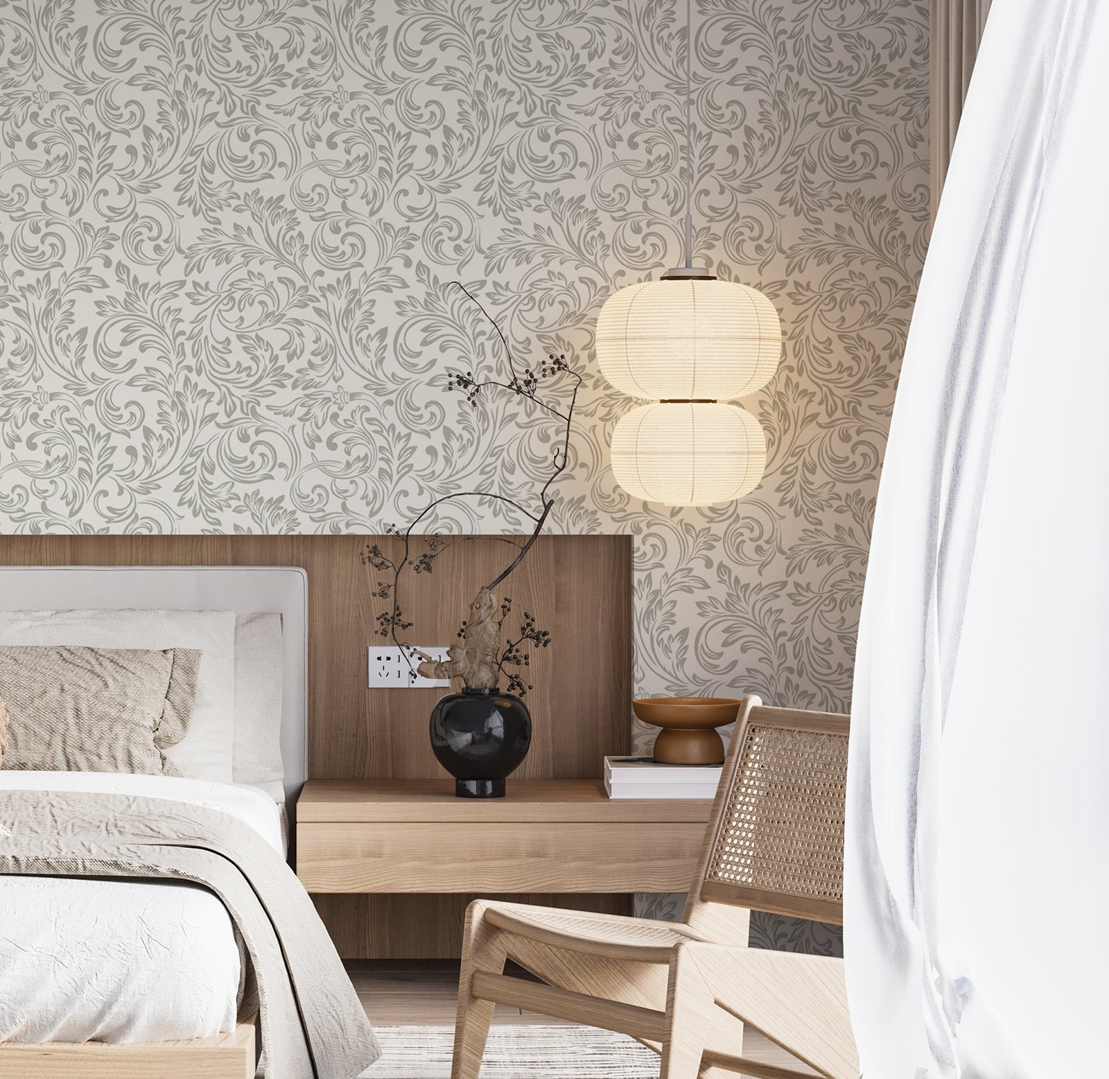 Gray Baroque Wallpaper - Modern Damask Design - Image 5